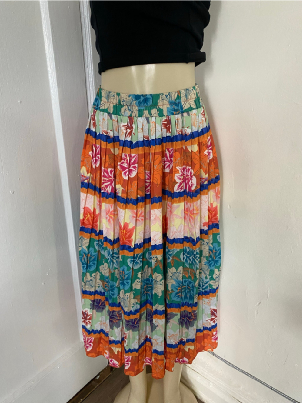 Bright boho multicolor floral skirt